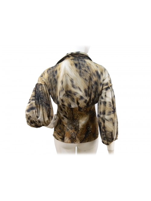 Camicia donna modello collo con rouge, maniche 3/4 a sbuzzo