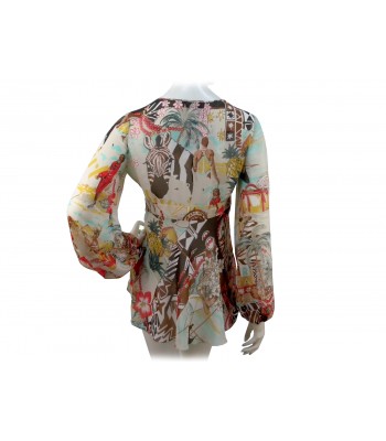 Camicia donna scollatura a V modello stile impero con inserti in pietre 2