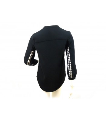 Korean collar woman shirt, central front slit, lace on back 2