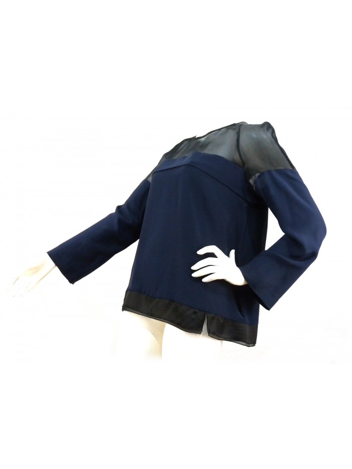 Organza and silk woman shirt with transparent top.