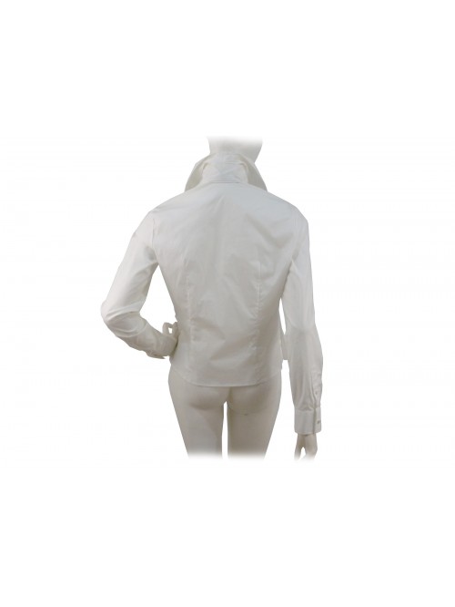 Camicia donna con collo particolare e chiusura, bottone singolo lato