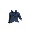 Short pleated woman jacket, 3/4 sleeve, fake side pockets