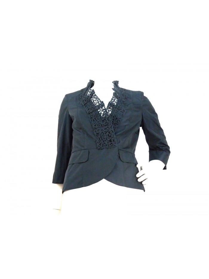 Women's laser collar jacket, flared with 2 fake side pockets Women's laser collar jacket, flared with 2 fake side pockets