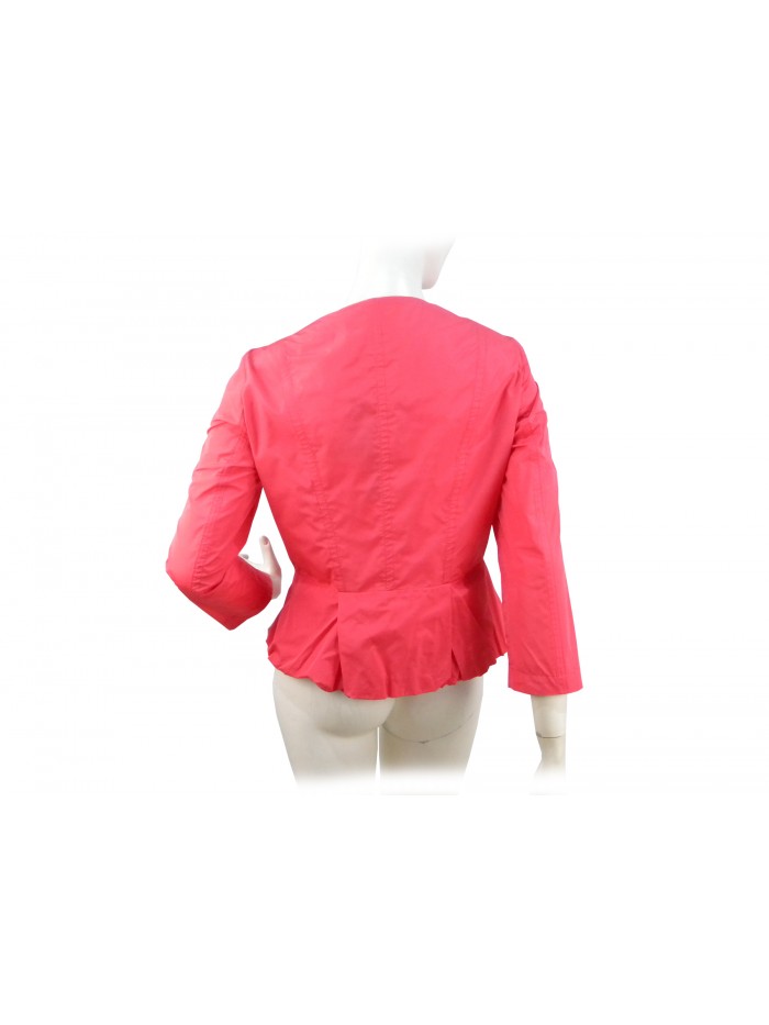 Flared women's jacket, curl on the lower edge, neck down