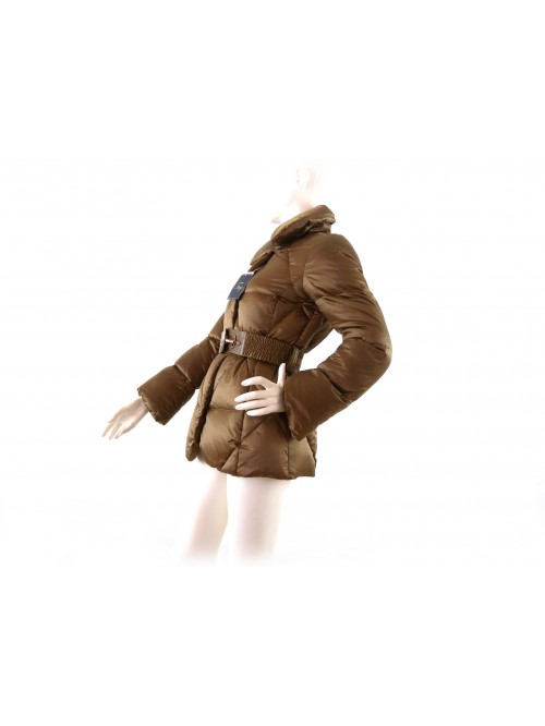 Flared women's jacket, basin length with hook waist belt