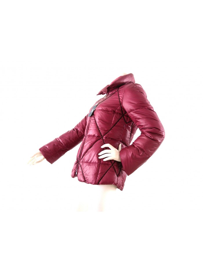 Giubbotto donna losangata sfiancata con collo alto, 2 tasche