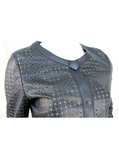 Woman braided jacket duster chanel 2 pockets central closure