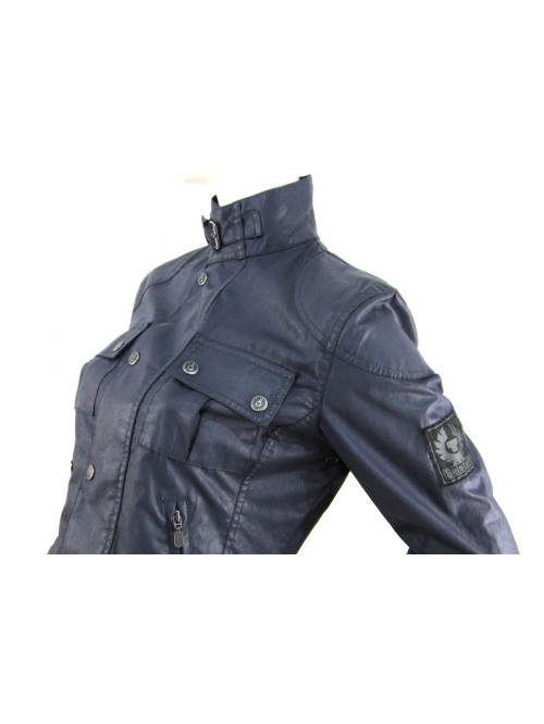 Giacca Donna modello biker slim, collo alto con cinturino regolabile