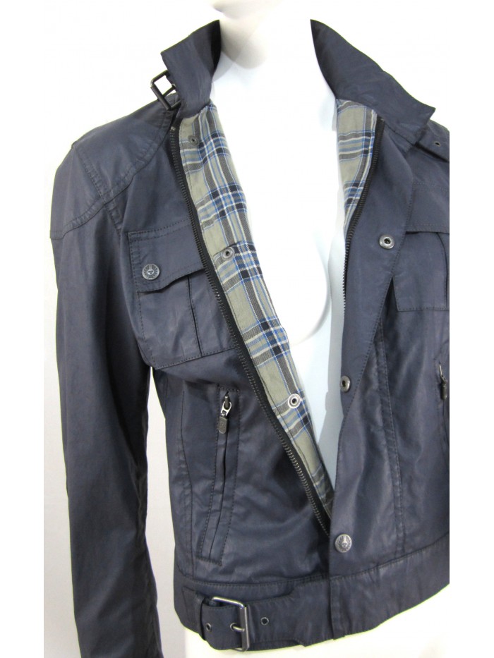 Giacca Donna modello biker slim, collo alto con cinturino regolabile