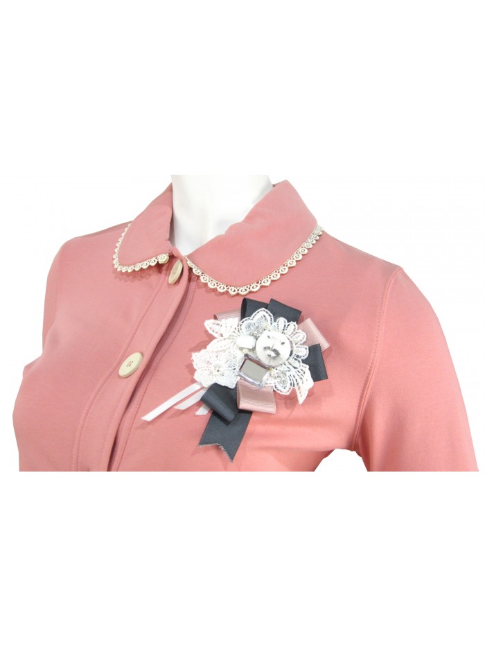 Vintage short women's jacket in cotton knit, shirt collar