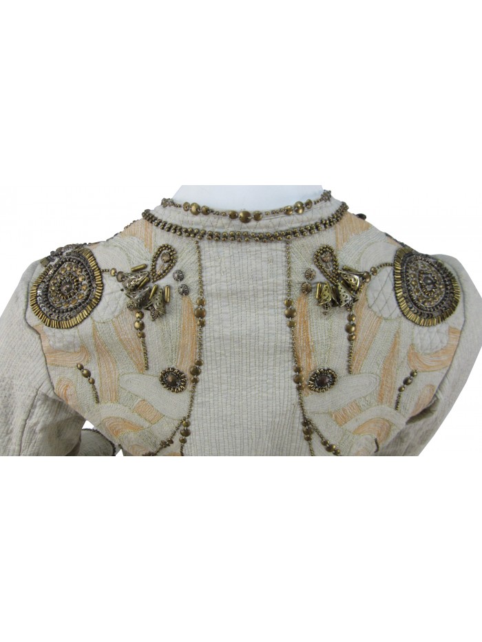 Woman jacket cover shoulders, 3/4 sleeve with edging and decorations