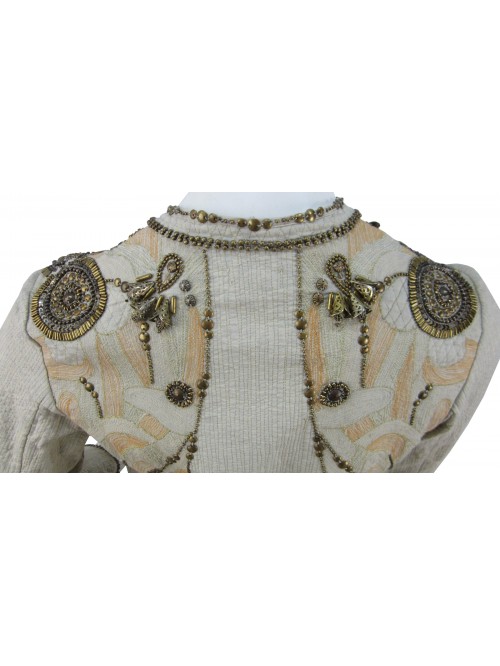 Woman jacket cover shoulders, 3/4 sleeve with edging and decorations