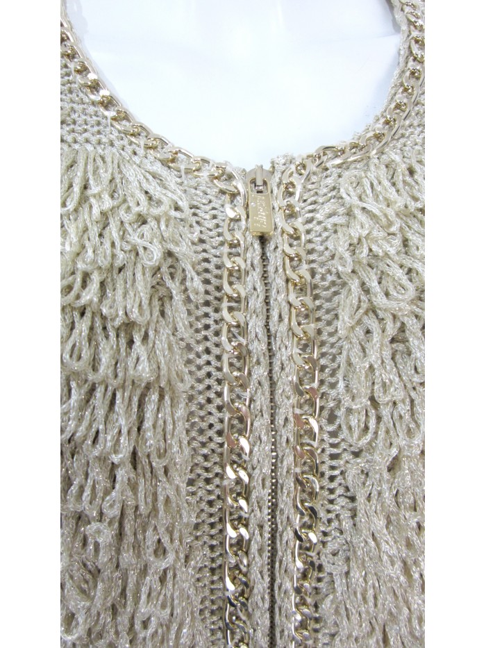 Half-sleeved jacket for women, carpet effect fabric, buttonholes