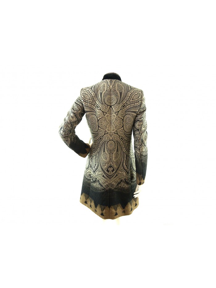 Regular collar woman jacket with satin lapels, leg length