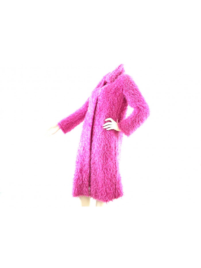 Women's jacket with single-breasted collar, knee length