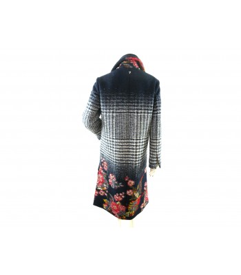 Woman jacket degrade quadriculado, double-breasted style collar 2