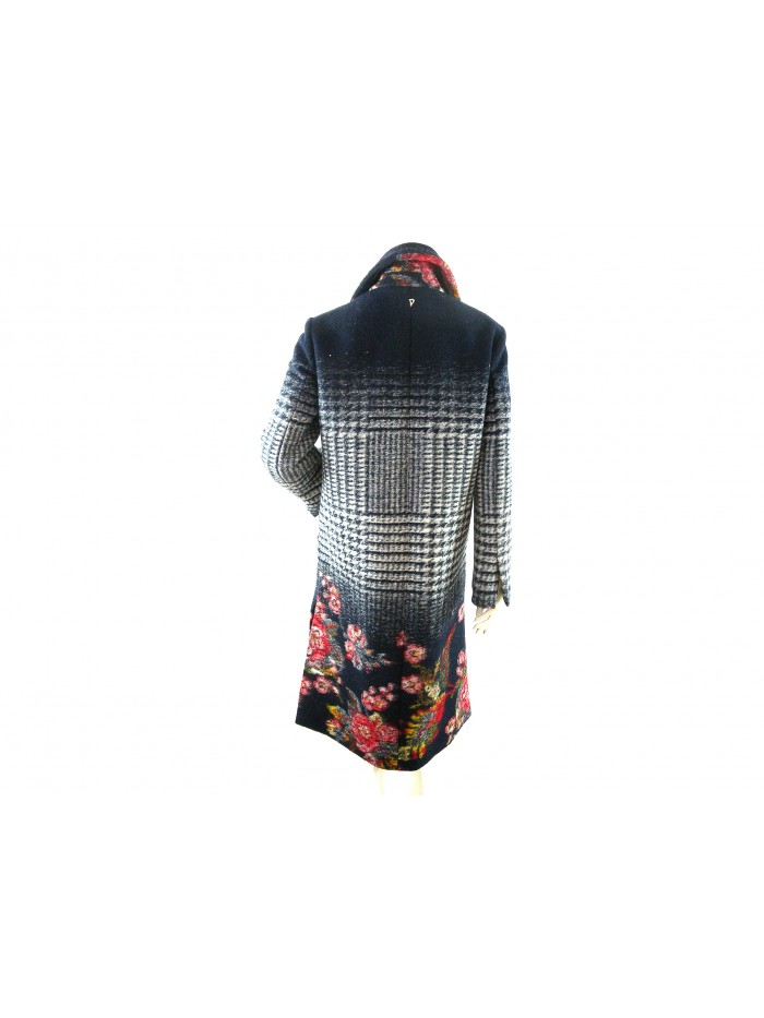 Woman jacket degrade quadriculado, double-breasted style collar