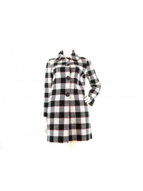 Giaccone donna tweed accoppiato, lunghezza gamba, collo camicia Giaccone donna tweed accoppiato, lunghezza gamba, collo camicia