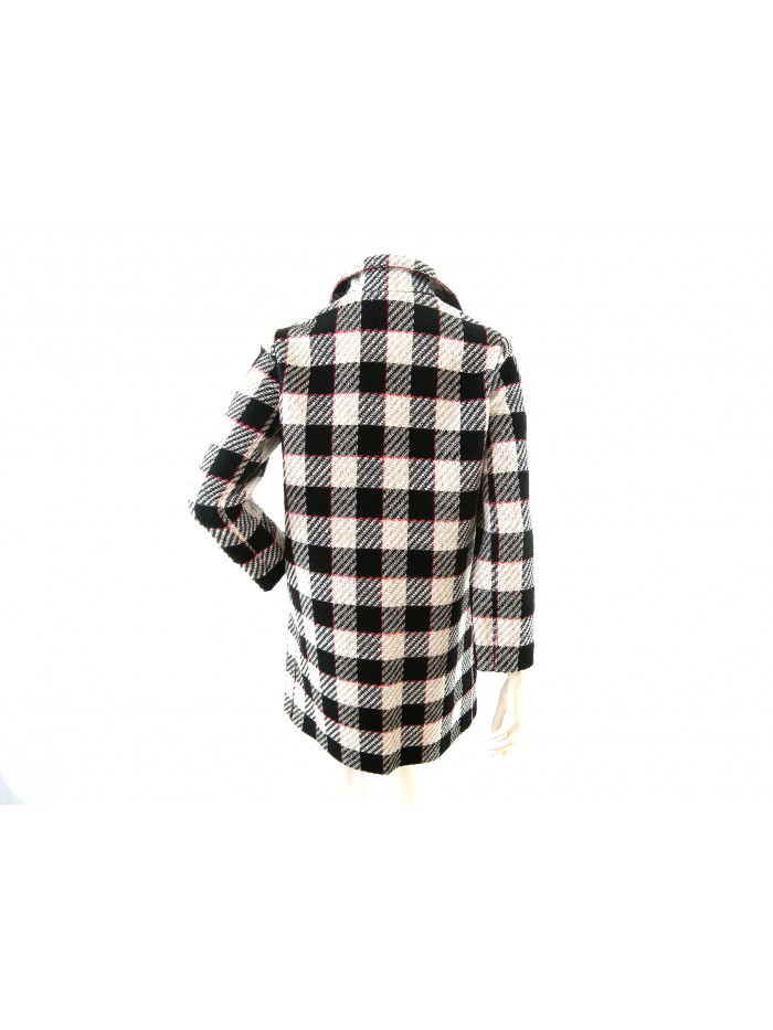 Giaccone donna tweed accoppiato, lunghezza gamba, collo camicia