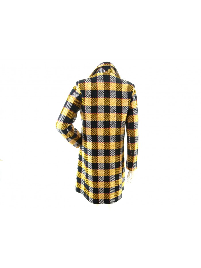 Paired tweed woman jacket, knee length double-breasted collar