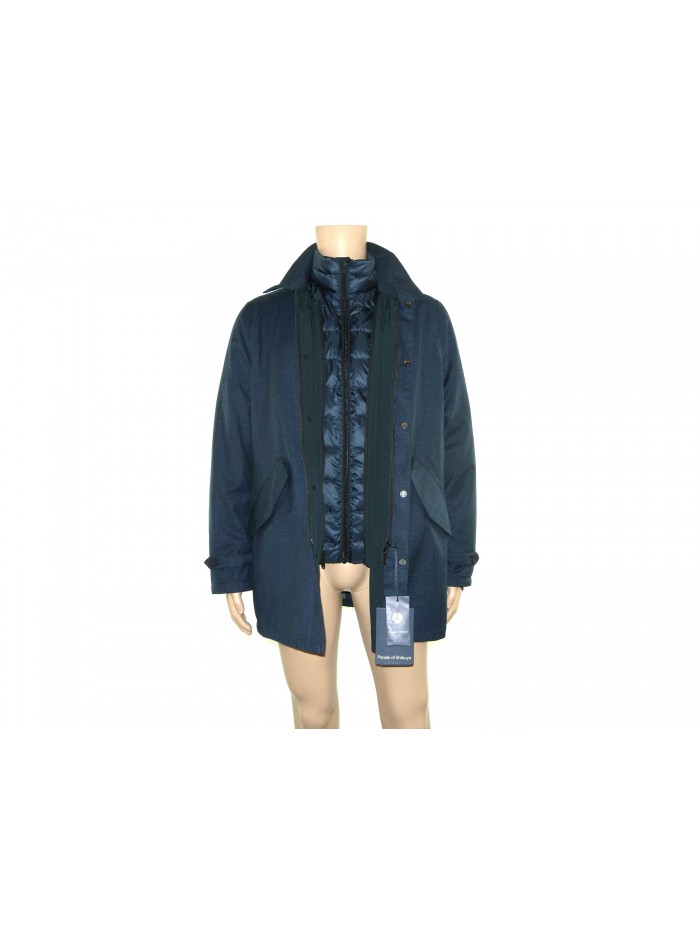 People of Shibuya Man coat mod. Haciko Pied de Poule Blue