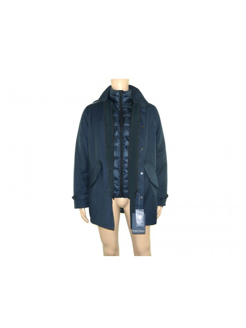 People of Shibuya Man coat mod. Haciko Pied de Poule Blue