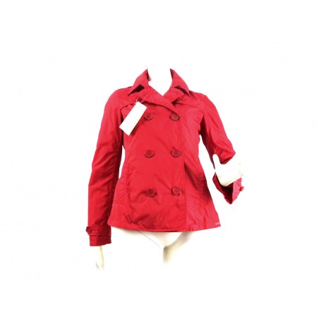 Wallace woman extra light double breasted jacket with colored buttons and martingale. Wallace woman extra light double breasted jacket with colored buttons and martingale.