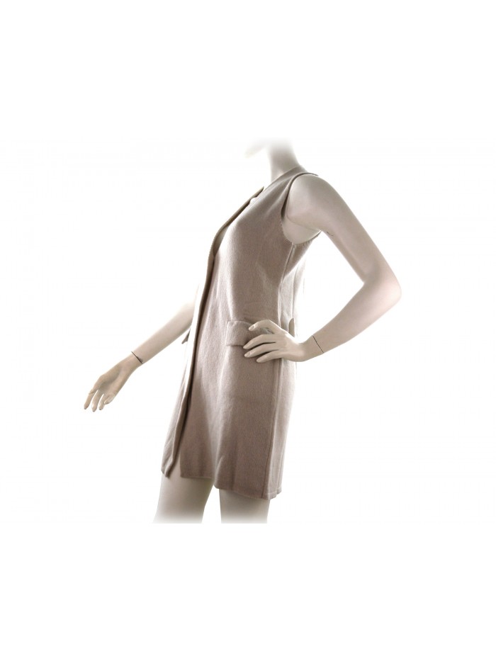 Gilet donna lungo art.706 100% Cashmere Made in Italy tessuto a 2 fili