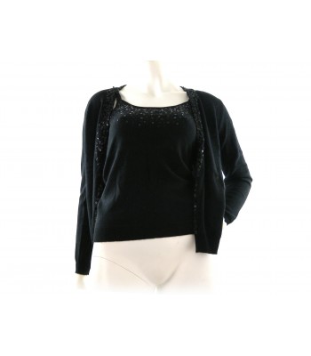 Twin Set woman Elegant Cardigan + Tank art.W701 / 52, 100% Cashmere Made in Italy, 2