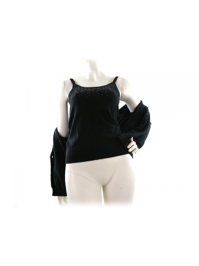 Twin Set woman Elegant Cardigan + Tank art.W701 / 52, 100% Cashmere Made in Italy,
