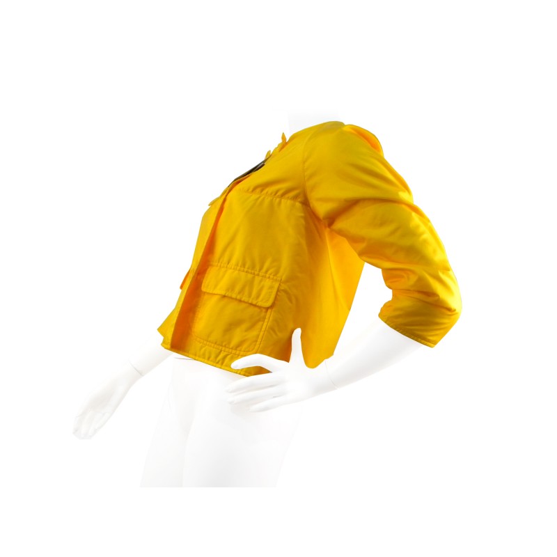 Giacca Donna Aba corto doppio petto giro collo con tasche a vista.