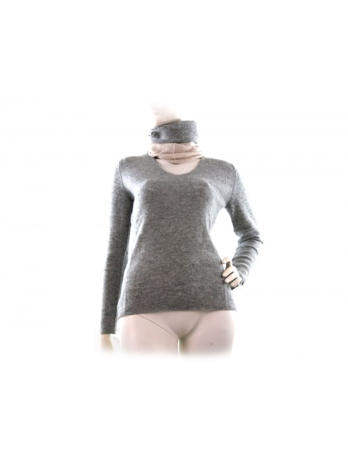 Maglia donna art.W03012, 100% Cashmere Made in Italy, collo a V largo