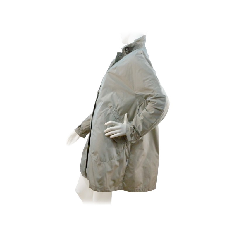 Women's Waterproof Jacket French shirt model collar with matching buttons.