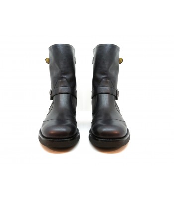 Woman shoe art. 103 Corium, Biker ankle boot with 40 mm heel, side buckles, brushed calf leather. 2