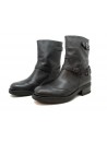 Woman shoe art. 103 Corium, Biker ankle boot with 40 mm heel, side buckles, brushed calf leather.