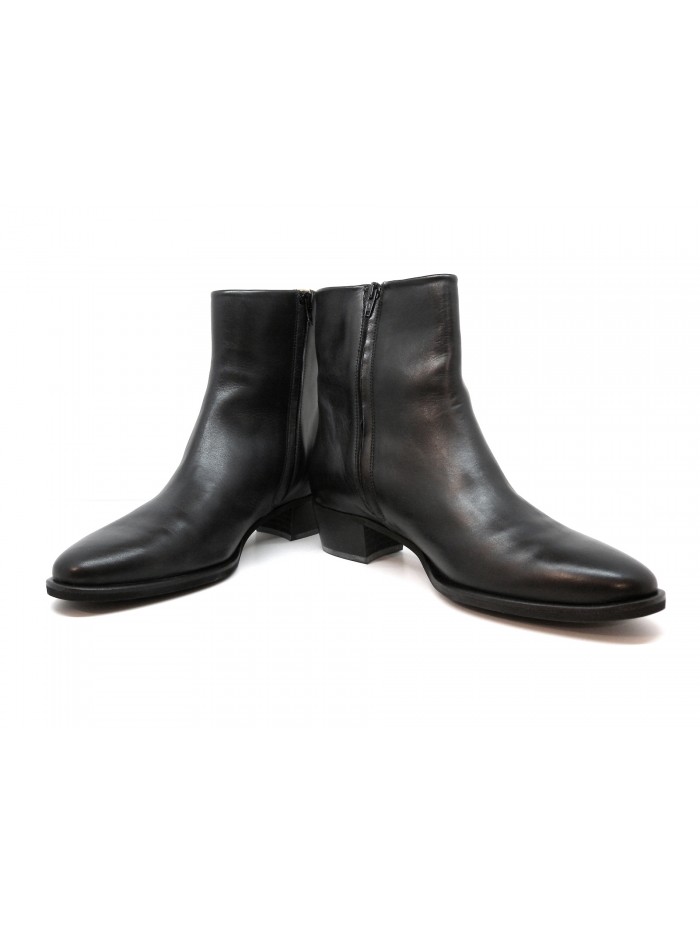 Woman shoe art. 26 Corium, 40 mm heel ankle boot, side zip closure, brushed calf leather.