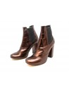 Woman shoe Mod. Tronchetto Tacco Tondo Rame, antique effect leather, elastic side, 100 mm heel