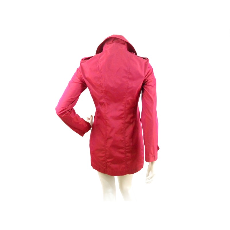 Waterproof double-breasted women's jacket with matching buttons.