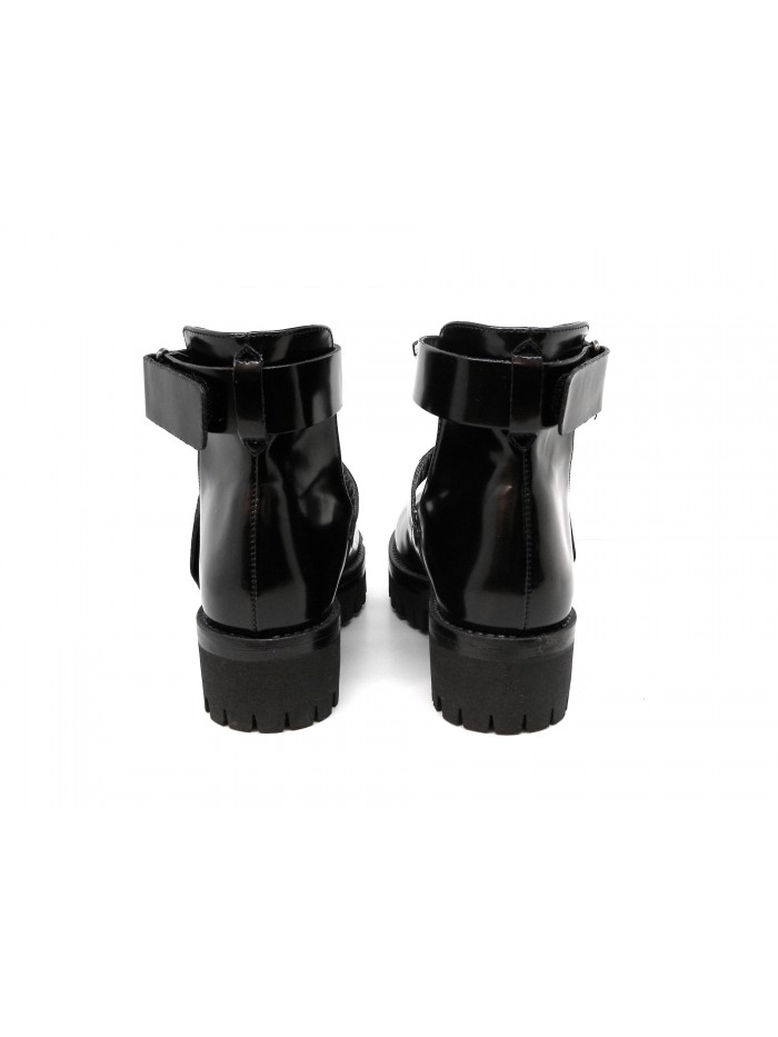 Woman shoe art. 3021 Abrasiv Black, glossy brushed leather, open m