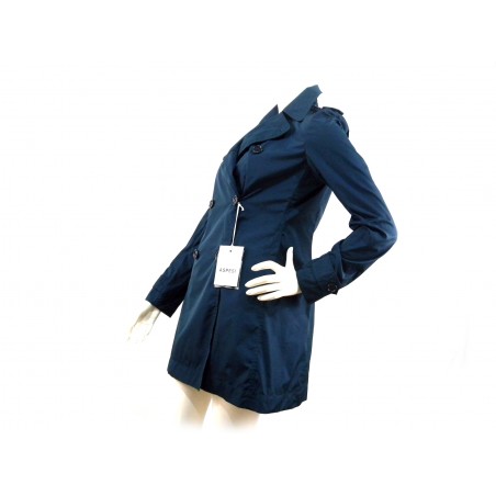 Waterproof double-breasted women's jacket with matching buttons.