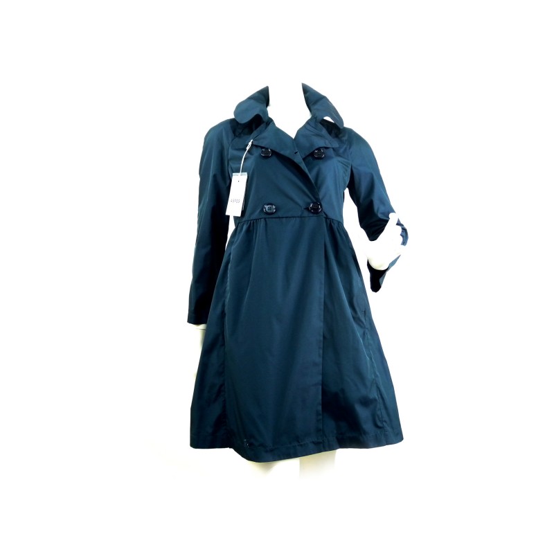 Women's Double-Breasted Empire Trenchcoat Jacket with curling and wide buttons.