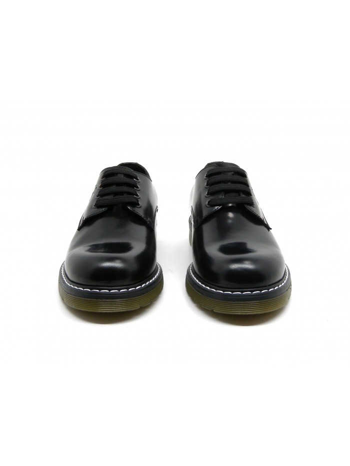 Woman shoe Mod. 3498NV Dover low lace-up shoes with brush sole, brushed leather, Made in Italy.