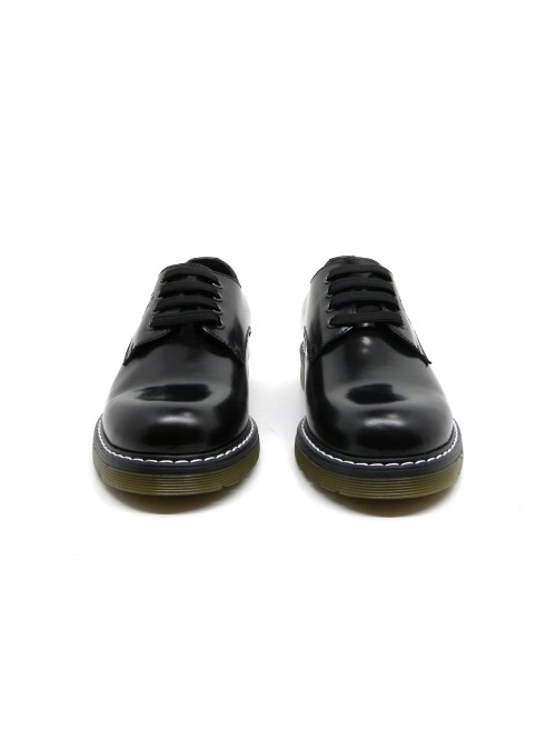 Woman shoe Mod. 3498NV Dover low lace-up shoes with brush sole, brushed leather, Made in Italy.