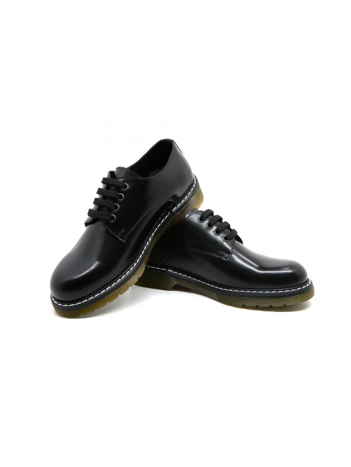 Woman shoe Mod. 3498NV Dover low lace-up shoes with brush sole, brushed leather, Made in Italy.