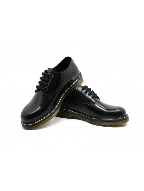 Woman shoe Mod. 3498NV Dover low lace-up shoes with brush sole, brushed leather, Made in Italy.