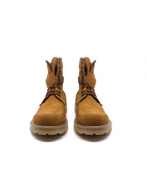 Amphibious women's shoe Mod. 3494NV laced with carrarmed sole, additional side closure with buckle, Made in Italy suede leather.