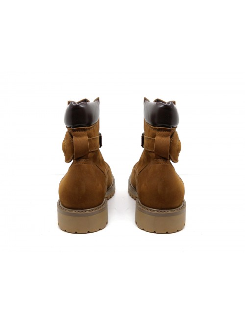 Amphibious women's shoe Mod. 3494NV laced with carrarmed sole, additional side closure with buckle, Made in Italy suede leather.