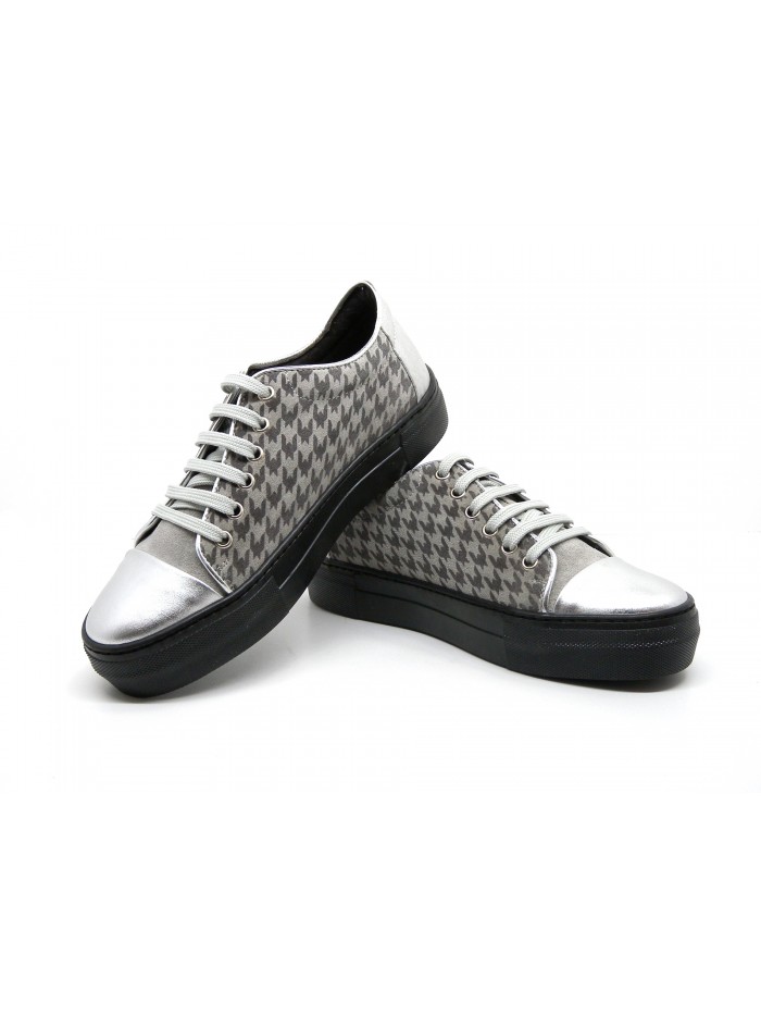 YOD Scarpa donna Mod. 3481 Laminata Argento Pied di Poule