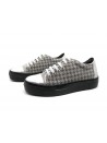 Woman shoe Mod. 3481 Laminated Silver Houndstooth lace up with rub