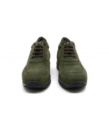 Mod. 3030 women's lace-up shoe with rubber sole, round toe, Made in Italy suede leather. 2